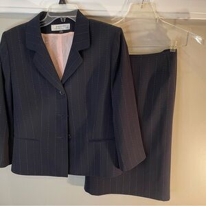 Tahari Navy Pinstripe Skirt Set
